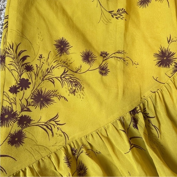 Joie Mustard Floral High-Low Wrap Skirt - Picture 3 of 5